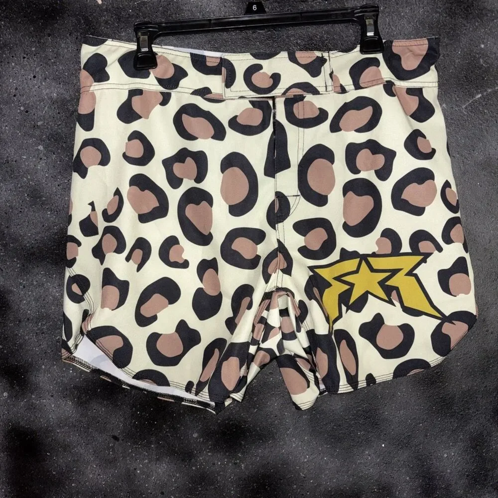 Women’s Fightwear  MMA Training Boxing Fighting Shorts Size XL Leopard  Rockstar